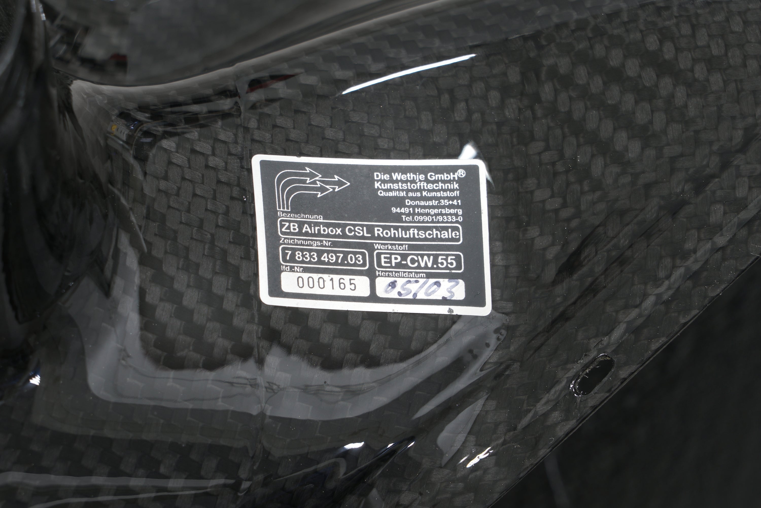 Genuine BMW E46 M3 CSL Carbon Intake Snorkel Unfiltered Air Housing 11617833497