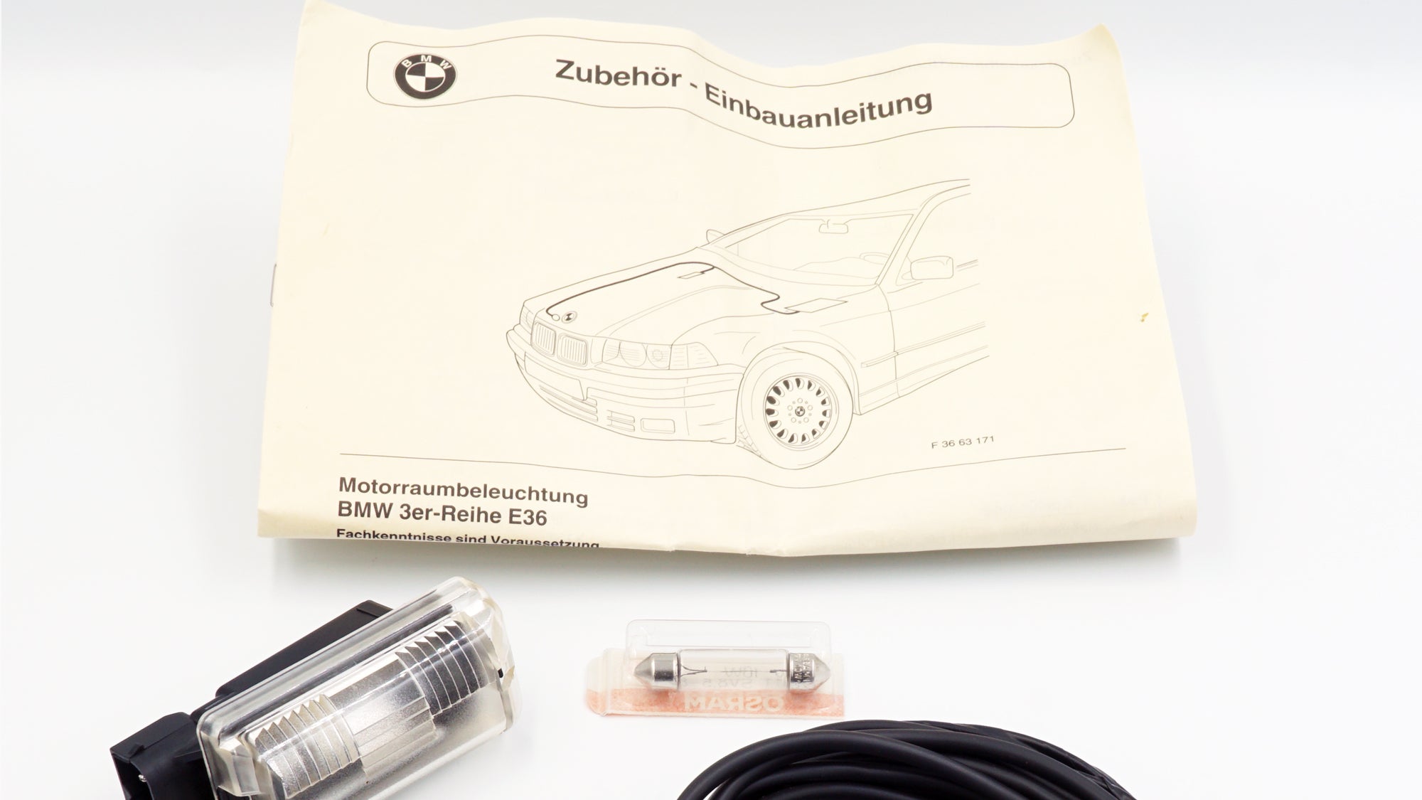 Original BMW E36 Under Hood Light Retrofit Kit